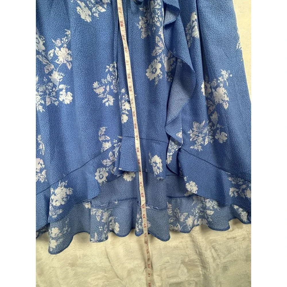 Croft & Barrow Sz 2X Blue Floral Ruffle Surplice Dress Sleeveless Midi Versatile